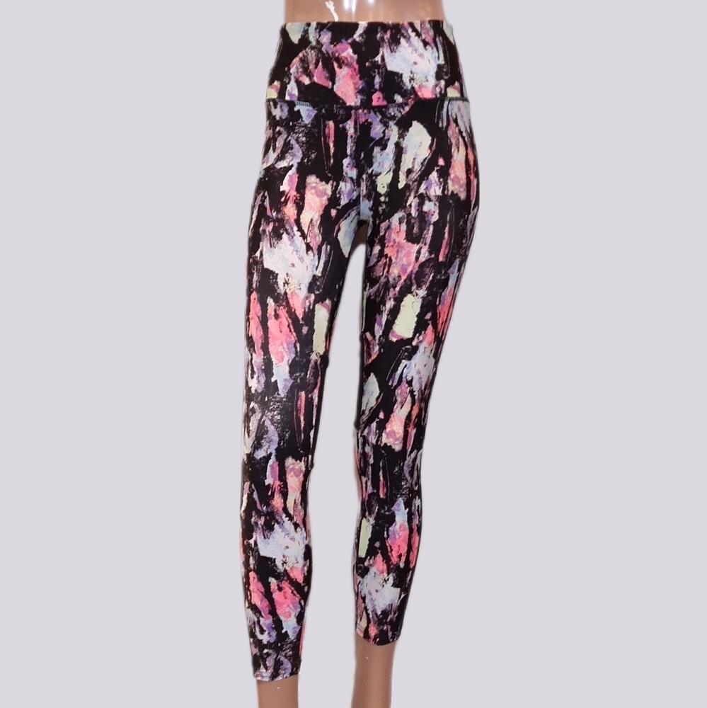 Cotton On Body Athletic Leggings Abstract Print Sheer Mesh High Waist